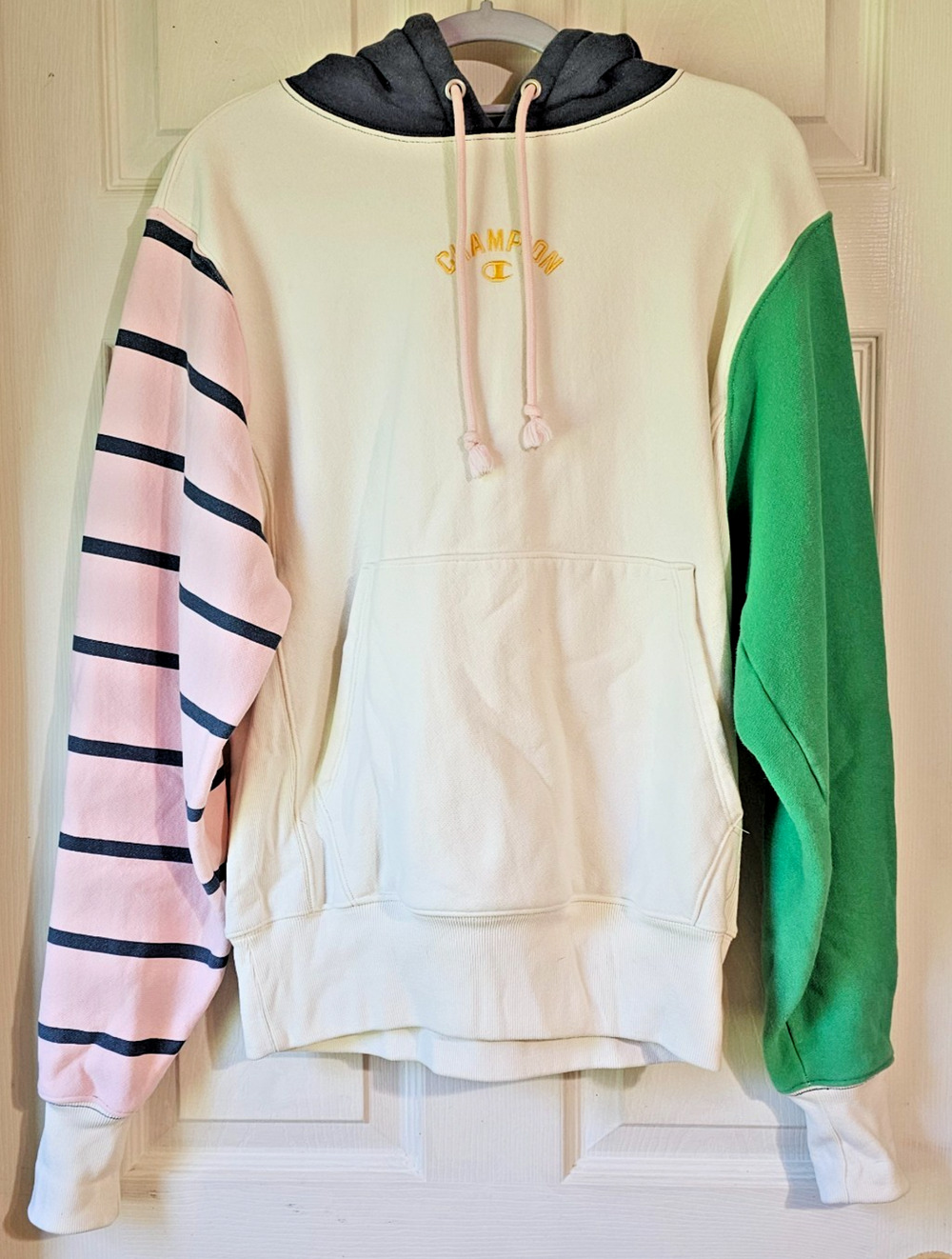 Champion Reverse Weave Hoodie Women Small Colorblock Pink Green Navy Embroidered
